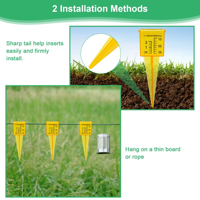 Anglekai 10PCS Rain Gauges  1.5"" Sprinkler Gauge for Lawn Water Gauge with Wide Mouth Sprinkler Rain Gauge  Transparent Outdoor Water Measuring Tool for Accurate Lawn Garden Water Gauge (10  Yellow) - Image 5